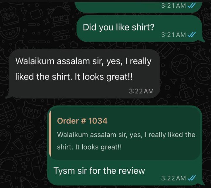 Customer message: Yes, I really liked the shirt. It looks great!