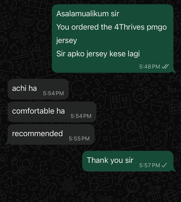 Customer message: achi ha, comfortable ha, recommended